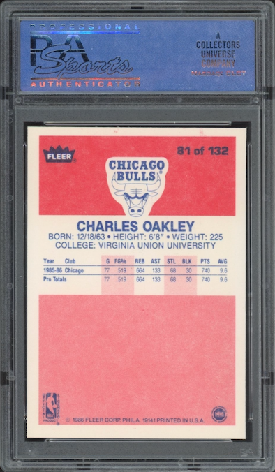 1986 Fleer #81 Charles Oakley PSA 9