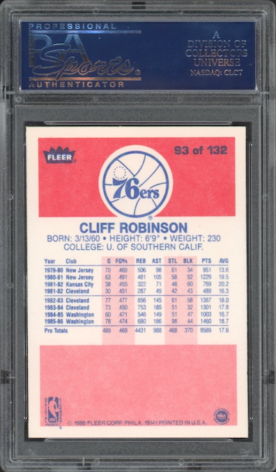 1986 Fleer #93 Cliff Robinson PSA 9
