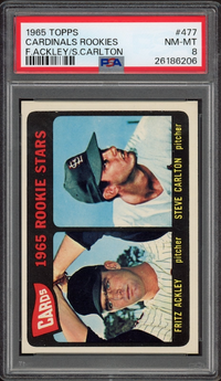 1965 Topps #477 Cardinals Rookies Steve Carlton ROOKIE PSA NM-MT 8
