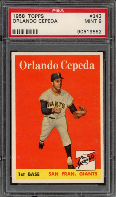 1958 Topps #343 Orlando Cepeda ROOKIE PSA MINT 9