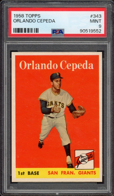 1958 Topps #343 Orlando Cepeda ROOKIE PSA MINT 9