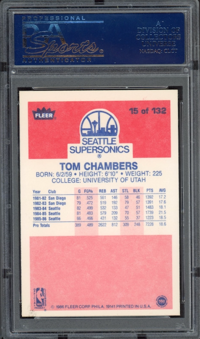 1986 Fleer #15 Tom Chambers PSA 9