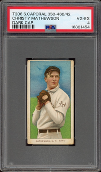 1909-11 T206 Sweet Caporal Christy Mathewson Dark Cap PSA VG-EX 4
