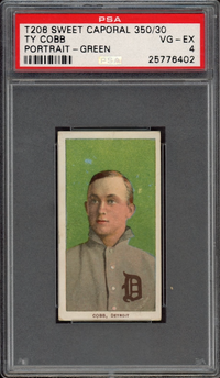 1909-11 T206 Sweet Caporal 350/30 Ty Cobb Portrait - Green PSA VG-EX 4