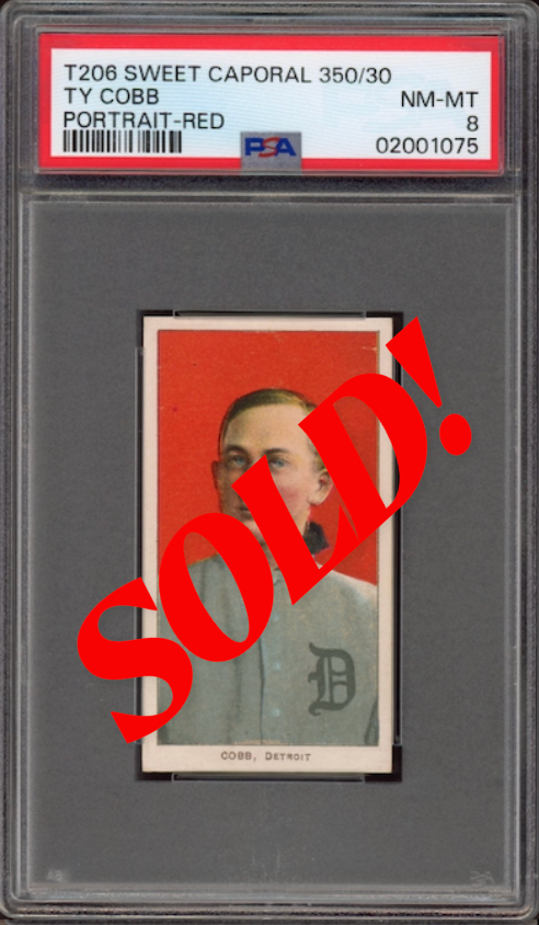 1909-11 T206 Sweet Caporal 350/30 Ty Cobb Portrait - Red PSA NM-MT 8