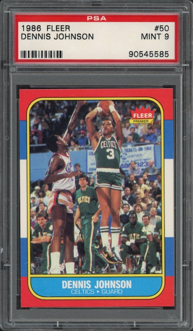 1986 Fleer #50 Dennis Johnson PSA 9