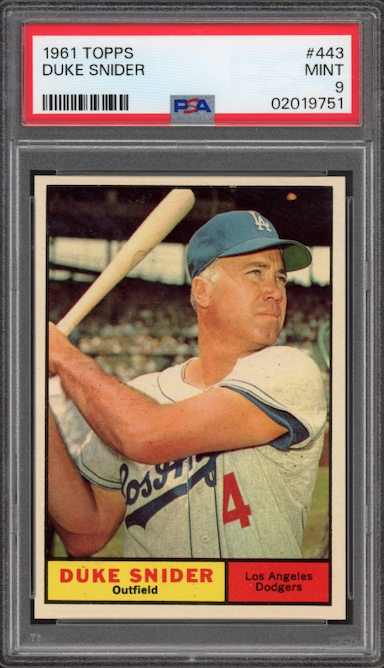 1961 Topps #443 Duke Snider PSA MINT 9