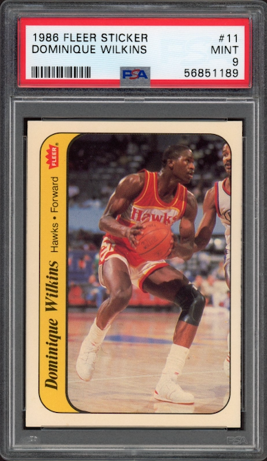1986 Fleer Sticker #11 Dominique Wilkins PSA 9