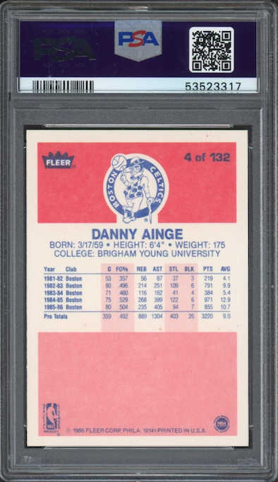 1986 Fleer #4 Danny Ainge PSA 9
