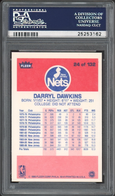 1986 Fleer #24 Darryl Dawkins PSA 9