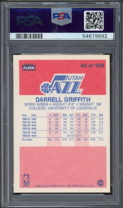 1986 Fleer #42 Darrell Griffith PSA 9