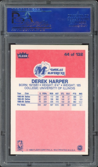 1986 Fleer #44 Derek Harper PSA 9