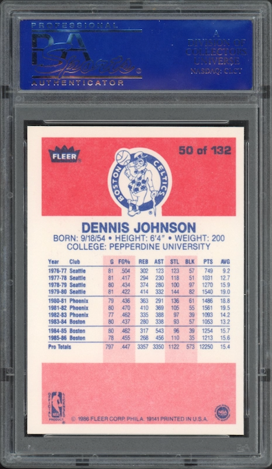 1986 Fleer #50 Dennis Johnson PSA 9