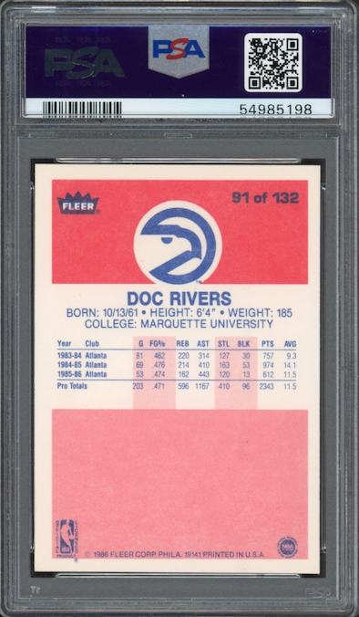 1986 Fleer #91 Doc Rivers PSA 9