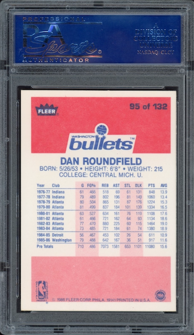 1986 Fleer #95 Dan Roundfield PSA 9