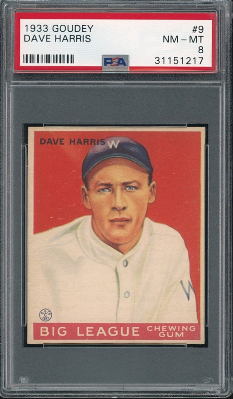 1933 Goudey #9 Dave Harris PSA NM-MT 8