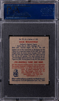 1949 Bowman #91 Dick Wakefield PSA MINT 9