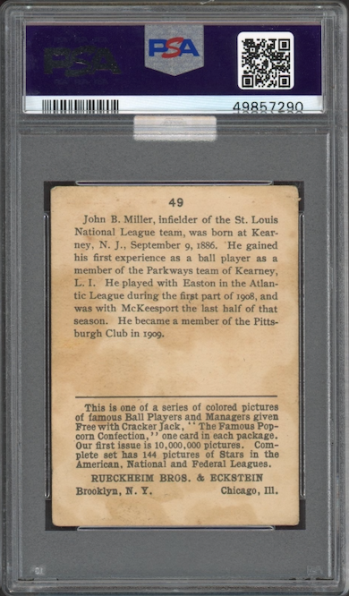 1914 Cracker Jack #49 Dots Miller PSA GOOD 2
