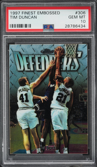 1997 Finest Embossed #306 Tim Duncan ROOKIE PSA GEM MINT 10