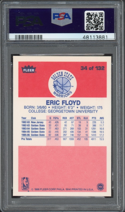 1986 Fleer #34 Eric Floyd PSA 9