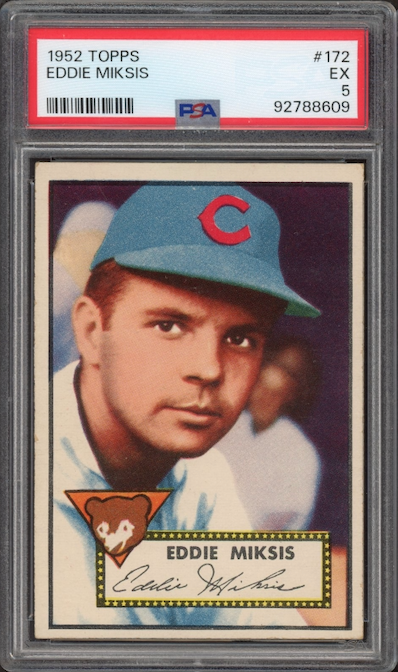 1952 Topps #172 Eddie Miksis PSA EX 5