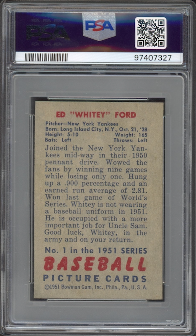 1951 Bowman #1 Whitey Ford ROOKIE PSA NM-MT 8
