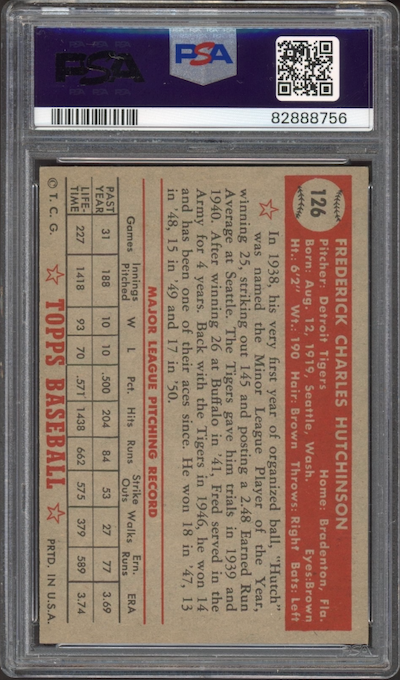 1952 Topps #126 Fred Hutchinson PSA EX-MT+ 6.5