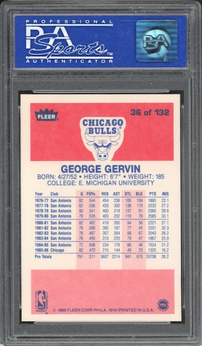 1986 Fleer #36 George Gervin PSA 9