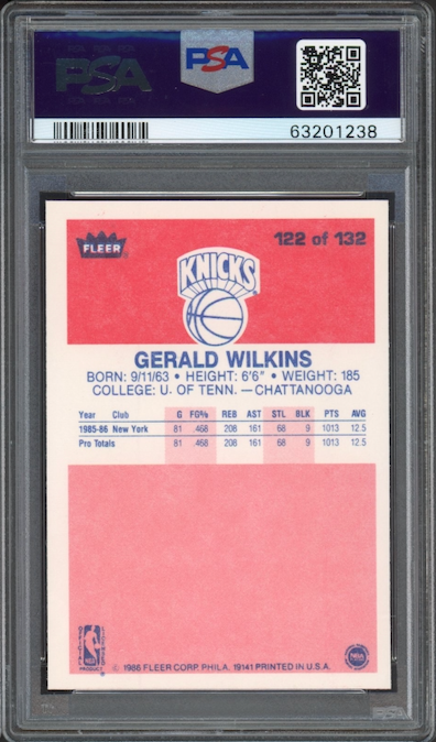 1986 Fleer #122 Gerald Wilkins PSA 9