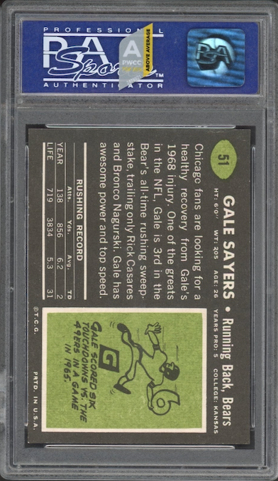 1969 Topps #51 Gale Sayers PSA MINT 9