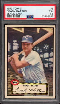 1952 Topps #6 Grady Hatton Black Back PSA EX+ 5.5