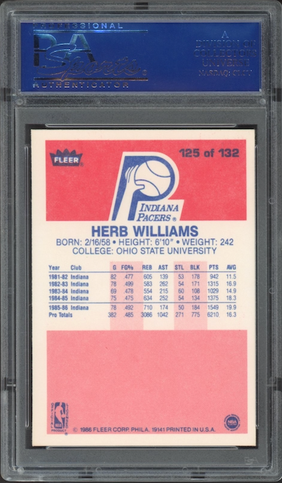 1986 Fleer #124 Gus Williams PSA 9