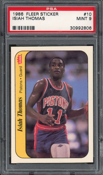 1986 Fleer Sticker #10 Isiah Thomas PSA 9