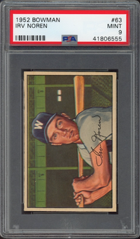 1952 Bowman #63 Irv Noren PSA MINT 9