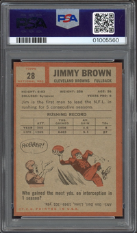 1962 Topps #28 Jim Brown PSA NM-MT 8