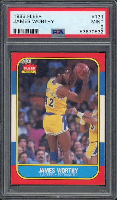1986 Fleer #131 James Worthy PSA 9