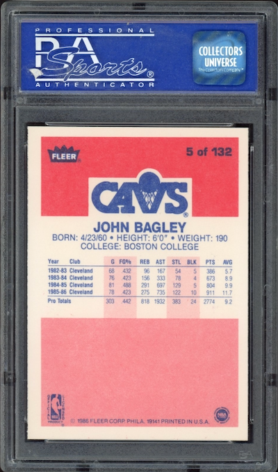 1986 Fleer #5 John Bagley PSA 9