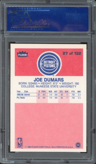 1986 Fleer #27 Joe Dumars PSA 9