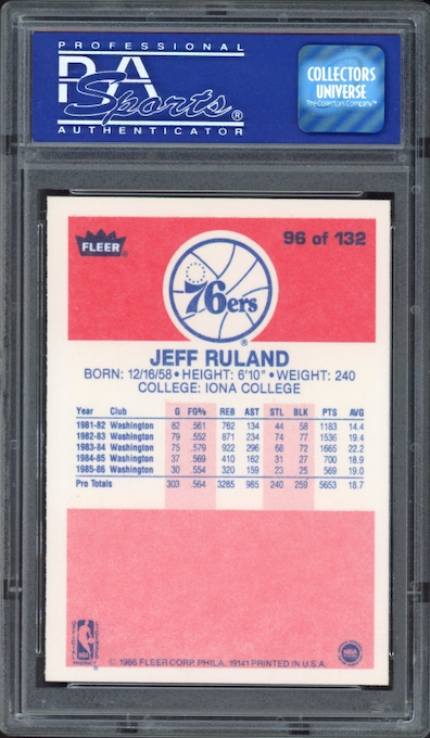 1986 Fleer #96 Jeff Ruland PSA 9