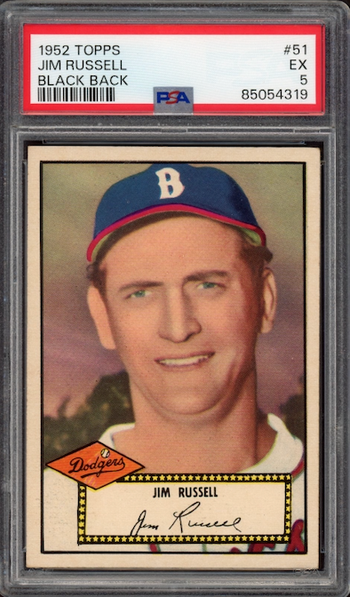 1952 Topps #51 Jim Russell Black Back PSA EX 5
