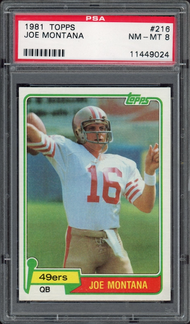 1981 Topps #216 Joe Montana ROOKIE PSA NM-MT 8