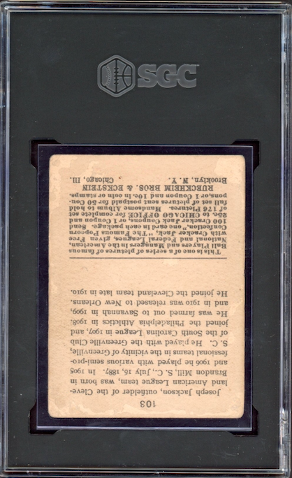 1915 Cracker Jack #103 Joe Jackson SGC VG-EX 4