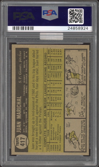 1961 Topps #417 Juan Marichal ROOKIE PSA MINT 9 (MBA Gold)