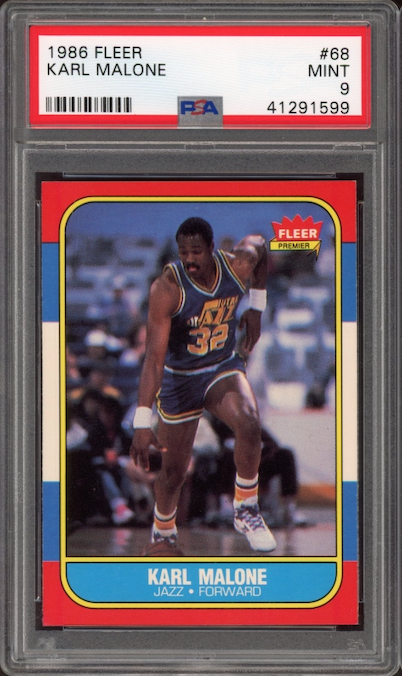 1986 Fleer #68 Karl Malone PSA 9