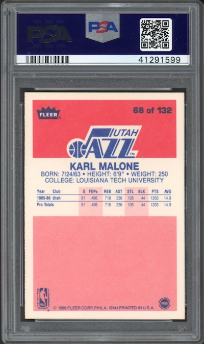 1986 Fleer #68 Karl Malone PSA 9