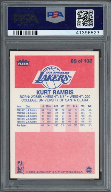 1986 Fleer #89 Kurt Rambis PSA 9