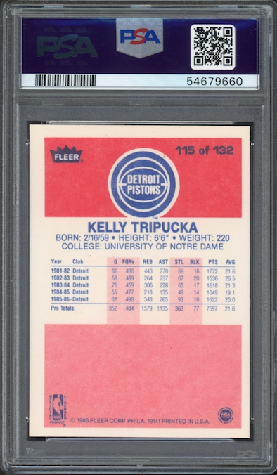 1986 Fleer #115 Kelly Tripucka PSA 9