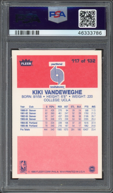 1986 Fleer #117 Kiki Vandeweghe PSA 9