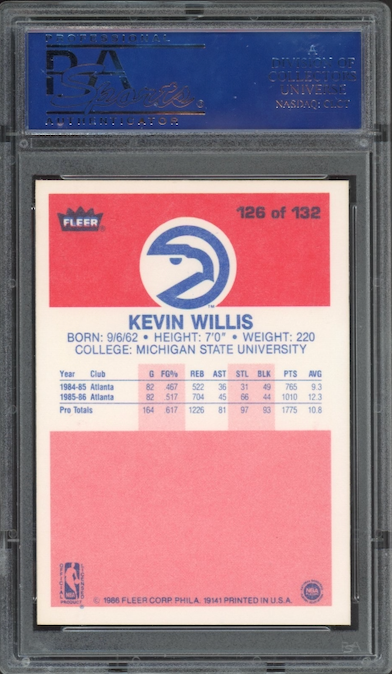 1986 Fleer #126 Kevin Willis PSA 9