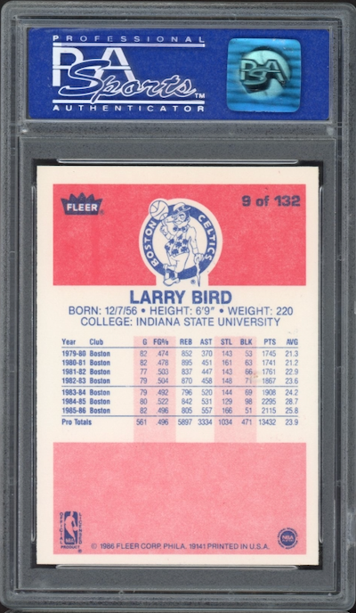 1986 Fleer #9 Larry Bird PSA 9
